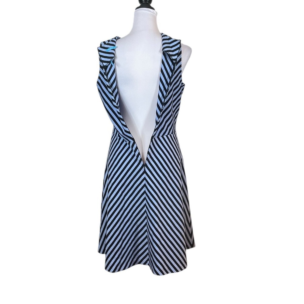 J. McLaughlin Women’s Striped V-Neck Blue and Navy Stripe Sleeveless Dress, L - Picture 5 of 8